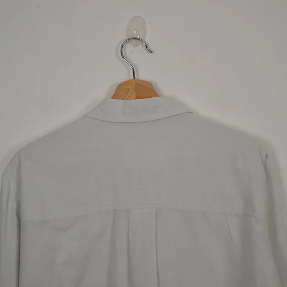 Anthropologie Maeve Cotton Blend Long Sleeve Button Down 1 Pocket Woemen L Shirt - Picture 5 of 9